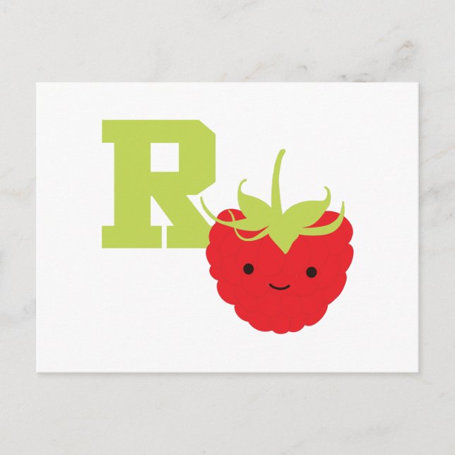 Carte Postale R est pour framboise (Devant)