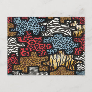 Carte Postale RAB Rockabilly Leopard Zebra Puzzle Imprimer Cadea