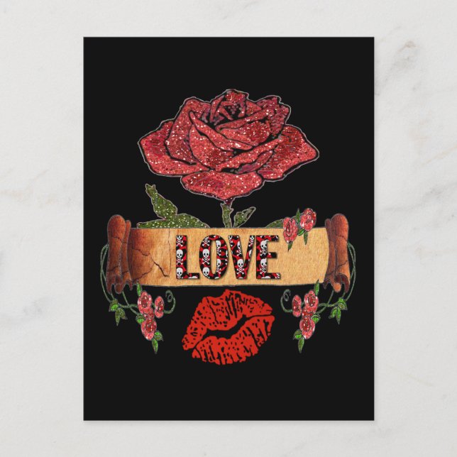 Carte Postale RAB Rockabilly Roses, Amour & Rouge à Lèvres (Devant)