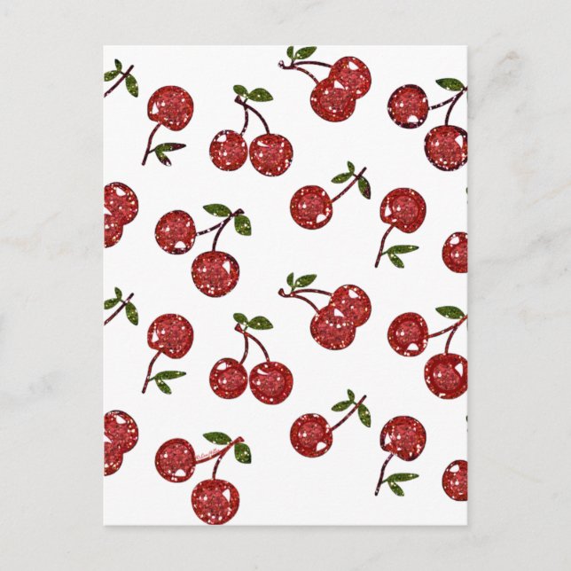 Carte Postale RAB Rockabilly très cerise cerises sur blanc (Devant)