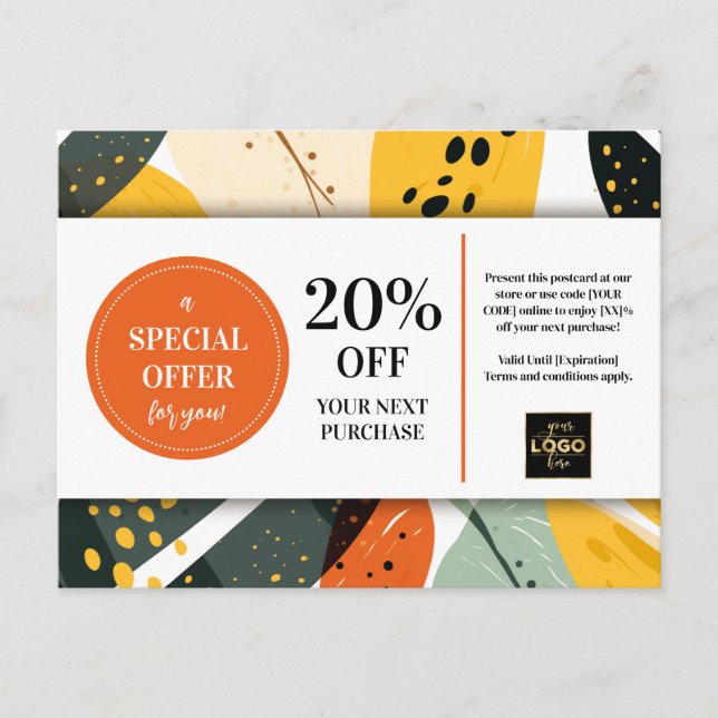 Carte Postale Rabais sur coupon personnalisé Motif Abstrait mode (Devant)
