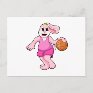 Carte Postale Rabbit à Basketball Sports