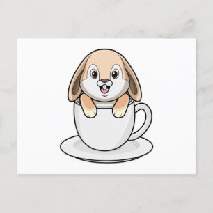 Carte Postale Rabbit avec café