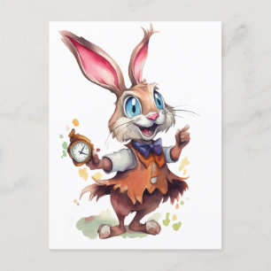 Carte Postale Rabbit avec montre