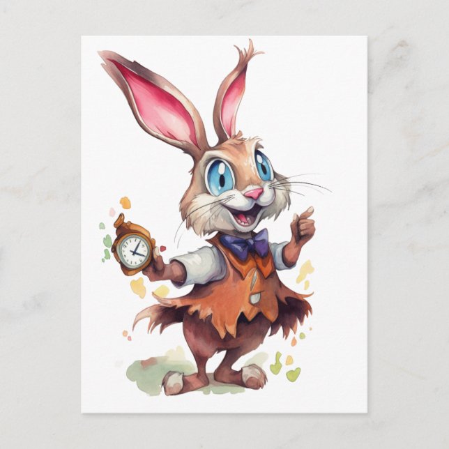 Carte Postale Rabbit avec montre (Devant)