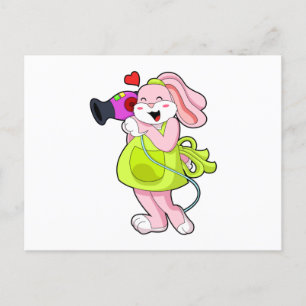 Carte Postale Rabbit comme coiffeur avec sèche-cheveux