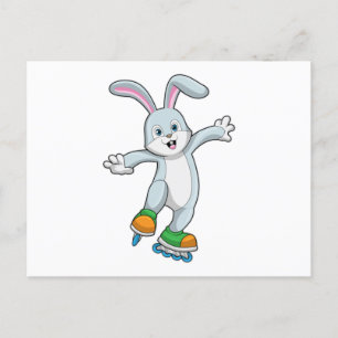 Carte Postale Rabbit comme patineur avec patins en ligne