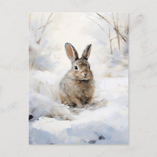 Carte postale Rabbit neige hiver