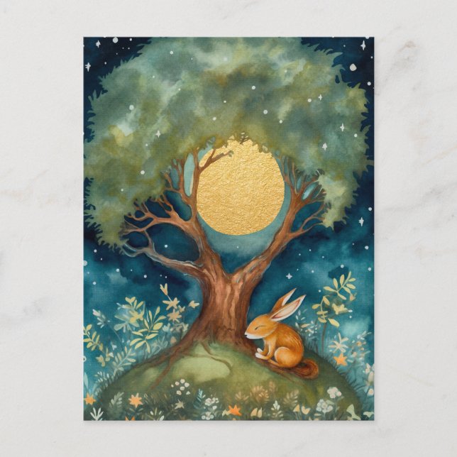 Carte postale Rabbit Pleine lune (Devant)