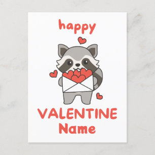 Carte Postale Raccoon mignon Heureuse Sainte-Valentin