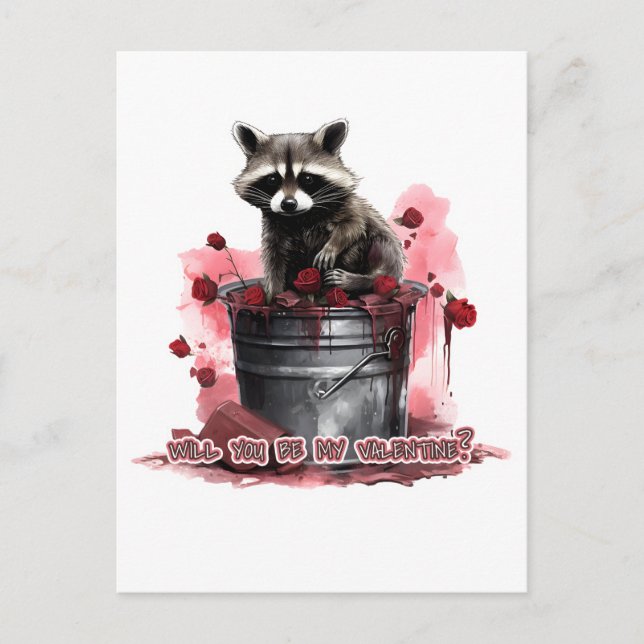 Carte Postale Raccoon Seras-tu ma Saint-Valentin ? (Devant)