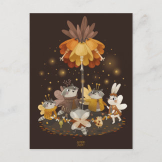 Carte Postale Raccoons Fleur magique par Alexandra Dikaia