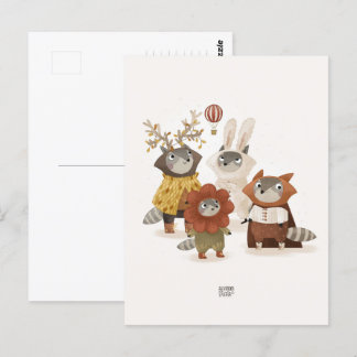 Carte Postale Raccoons par Alexandra Dikaia