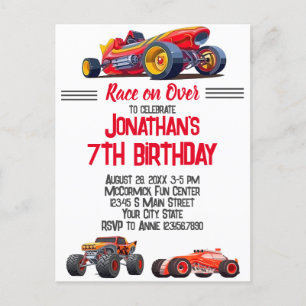 Carte Postale Race Car Monster Camion Voitures Course Anniversai