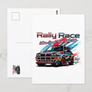 CARTE POSTALE RACE RALLY - LORSQUE LA VITESSE RENCONTRE LE CÔTÉ 