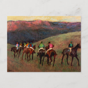 Carte Postale Racehores dans un paysage jockeys cheval art Degas