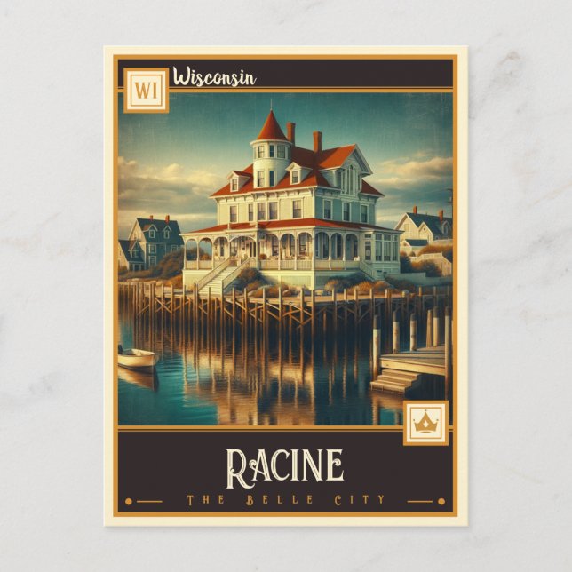 Carte Postale Racine, Wisconsin | VINTAGE (Devant)