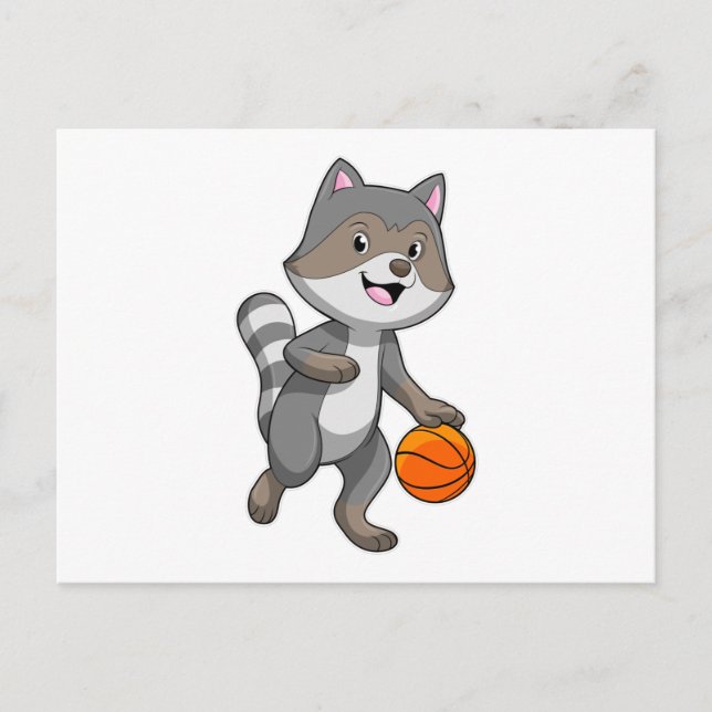 Carte Postale Racon comme joueur de basket-ball avec basket-ball (Devant)