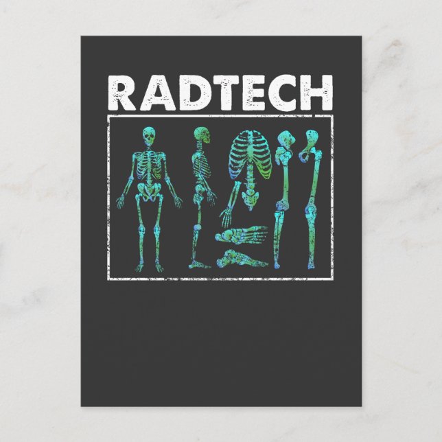 Carte Postale Rad Tech Skeleton Xray Bones Technicien en radiolo (Devant)