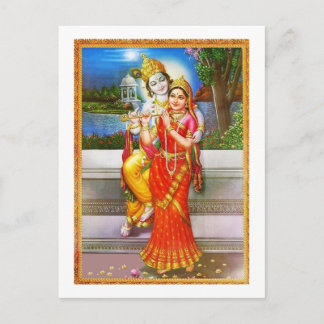Carte Postale Radha KRISHNA pour l'amour, la paix et la prospéri