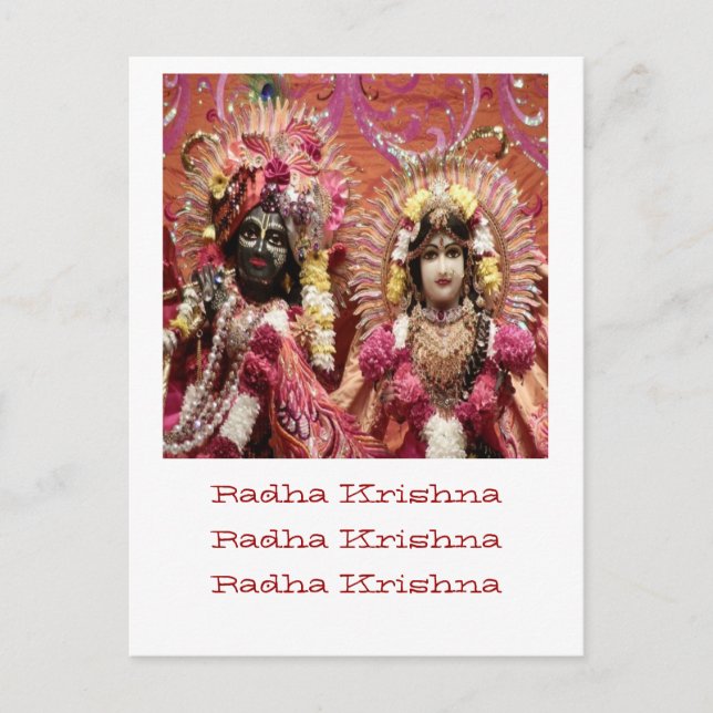 Carte Postale Radha KRISHNA pour l'amour, la paix et la prospéri (Devant)