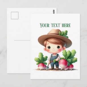 Carte Postale Radis amusants agriculteur personnalisable
