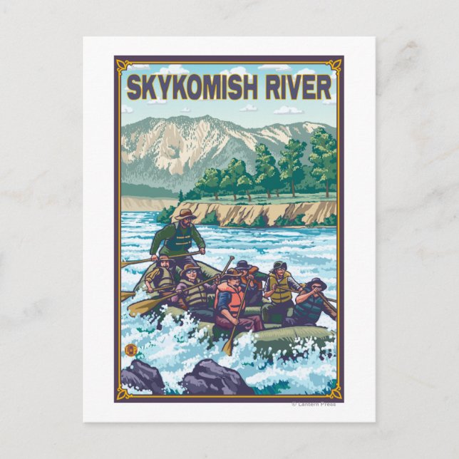 Carte Postale Rafting d'eau blanche - Rivière Skykomish, Washing (Devant)