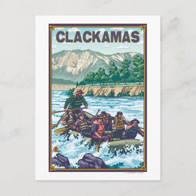 Carte Postale Rafting en eau blanche - Clackamas, Oregon (Devant)