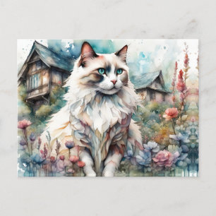 Carte Postale Ragdoll Chat en anglais Garden