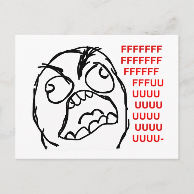 Carte Postale rage face rage comique mème lol rofl (Devant)