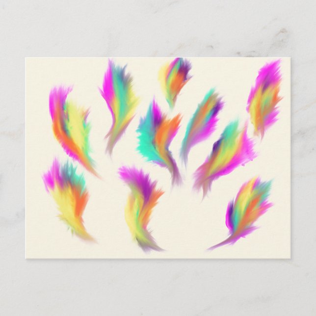 Carte Postale Rainbow Angel Feathers Christian Prhetic Art (Devant)