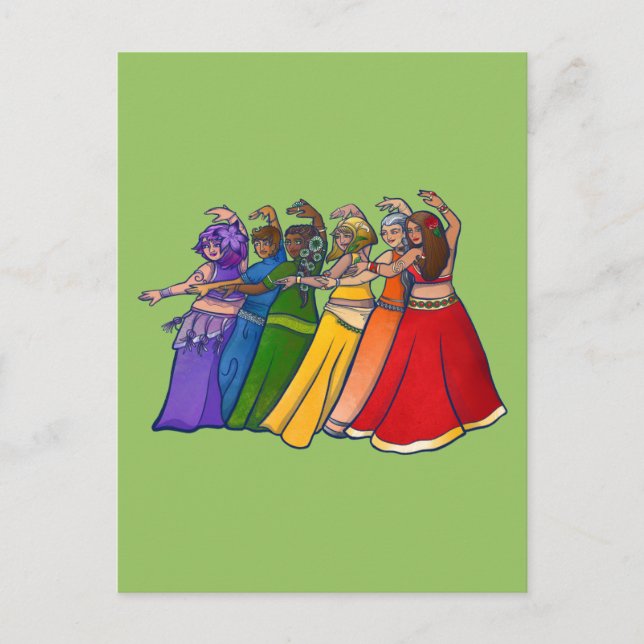 Carte Postale Rainbow Belly Dancer Art Belly Dance (Devant)