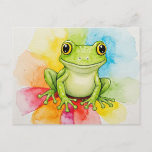 Carte postale Rainbow Bloom Frog pour le post-croi