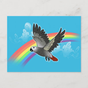 Carte Postale Rainbow bridge african grey parrot