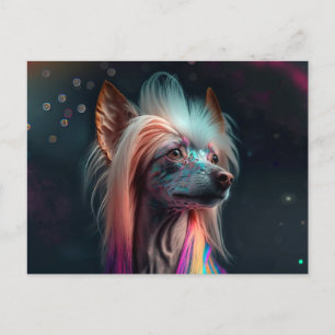 Carte postale Rainbow Chinese Crested Dog Art