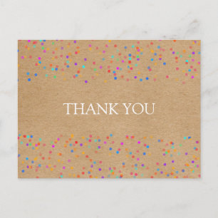 Carte Postale Rainbow Confetti Rustique Kraft Merci