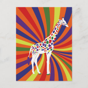 Carte Postale Rainbow Giraffe Art