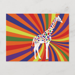 Carte Postale Rainbow Giraffe Art