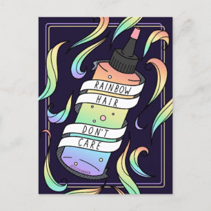 Carte Postale Rainbow Hair Pastel Dye Bottle Dark Girl