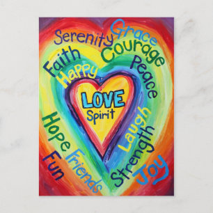 Carte postale Rainbow Heart Spirit Words