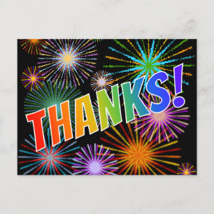 Carte Postale Rainbow Look "MERCI!", Motif inspiré par Fireworks
