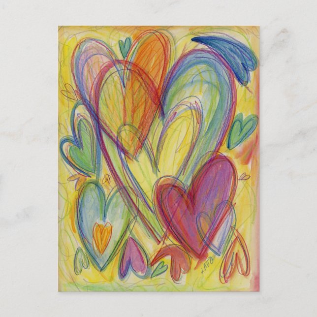 Carte postale Rainbow Love Hearve Custom Art Note (Devant)