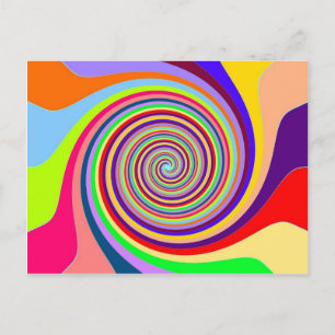 Carte Postale Rainbow pop art psychédélique tourbillon