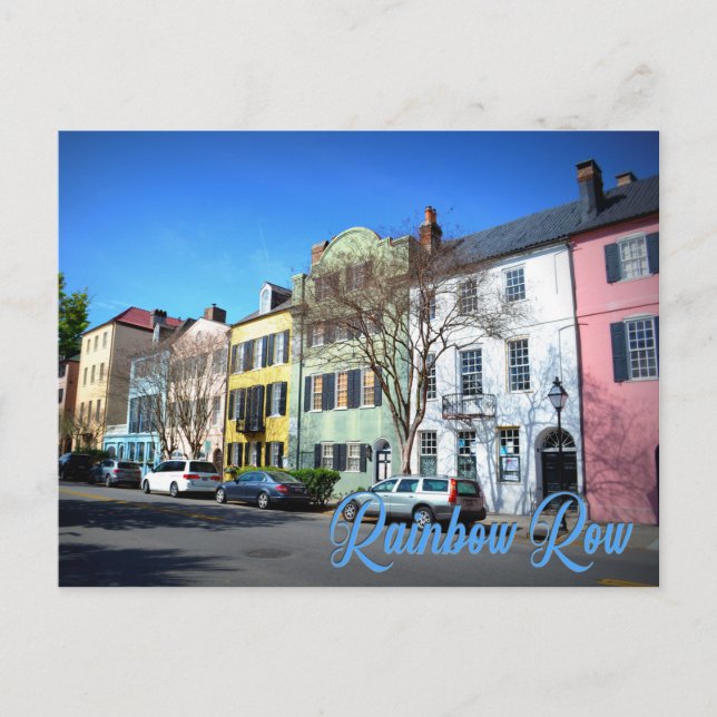 Carte Postale Rainbow Row, Charleston Caroline du Sud (Devant)