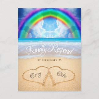 Carte postale Rainbow Sky Beach Wedding RSVP