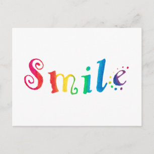 Carte postale Rainbow Smile Joyeux sourire Typogra