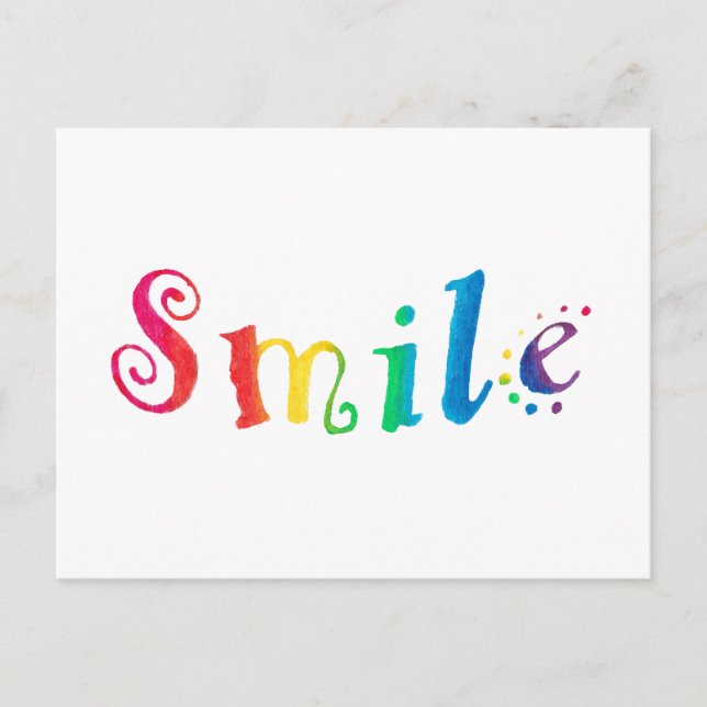 Carte postale Rainbow Smile Joyeux sourire Typogra (Devant)