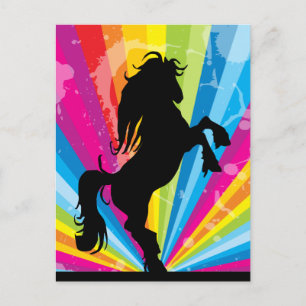 Carte postale Rainbow Techno Silhouette Horse