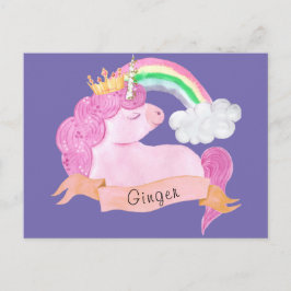 Carte Postale 🌈 Rainbow Unicorn Nom personnalisé