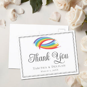 Carte Postale Rainbow Waves beau Merci Mariage LGBTQ